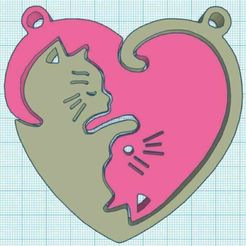 chat.jpg Free STL file cat key ring heart shaped・3D print design to download, Anthony81