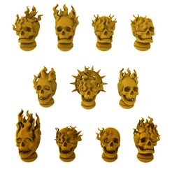 11-flaming-heads.jpg STL file Flaming Skulls・Model to download and 3D print
