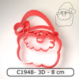 P3D_Cortante_C1948_Papa_noel_3D_-8cm.png Cookie cutter / Cortante de galletitas - Xmas Santa Clause head / Navidad Cara de Papa Noel