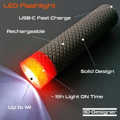 Cover1.jpg LED flashlight with 18650 battery and USB-C connector, incl. TPU version!!!