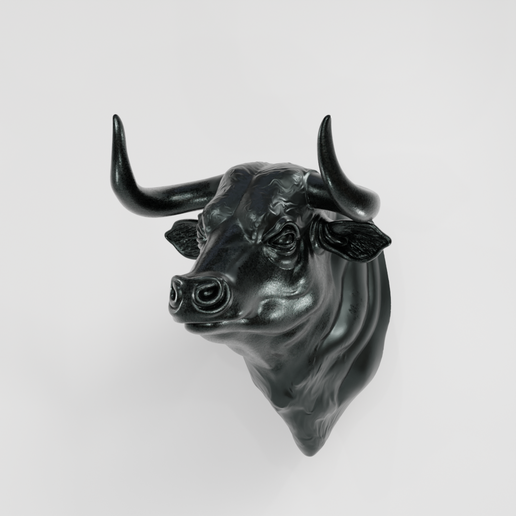 Bull Head Sculpture – 3D Printable Wall Mount 3D model