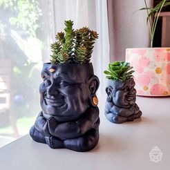 Buda_003.jpg STL file Buddha, Flowerpot and Pencil Holder・3D printable model to download, Pipe_Cox