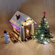 007.png Winter Wonderland Diorama: Log Cabin, Snowman, and Christmas Tree Set