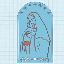 Mother-Mary-Jesus.png Descargar archivo STL Icono de la Madre María y el Niño Jesús, decoración cristiana para el hogar • Modelo para la impresión en 3D, Allexxe