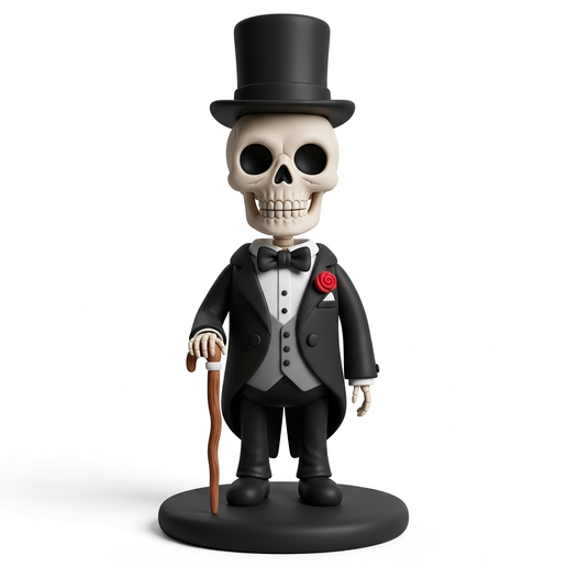 Dapper Skeleton 3D Print File - STL for Gothic Decor, Tuxedo Skeleton Figurine, Halloween Centerpiece, Digital Download,Desk Buddy, Gift Stl 3D model