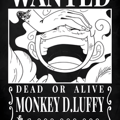fbc20987954c080fd9155907a626b172_upscayl_4x_realesrgan-x4plus.png Fichier STL One piece luffy nika gear 5 wanted poster wall art・Objet pour impression 3D à télécharger