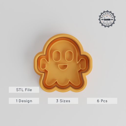 product_3423-01_main.jpg Ghost Shape Cutter & Stamp Set, Perfect for Cookies & Fondant, S/M/L Sizes, Spooky Halloween Baking 3D Print STL