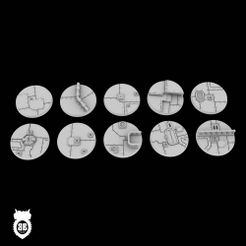 Round-25mm-base-tech-shanty-no-holes-with-logo.jpg Socles ronds de 25mm pour figurines de 6mm/8mm - Tech Shanty texture