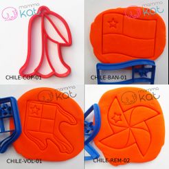 4-modelos.jpg Fichier STL Set de 4 emporte-pièces Chili Fiestas Patrias, avec dessin, 10cm・Modèle pour imprimante 3D à télécharger