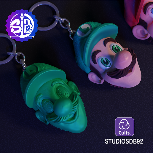 Mesa-de-trabajo-159.png 3MF super Mario bros keychains, no stand, Luigi head, Mario bros, koopa