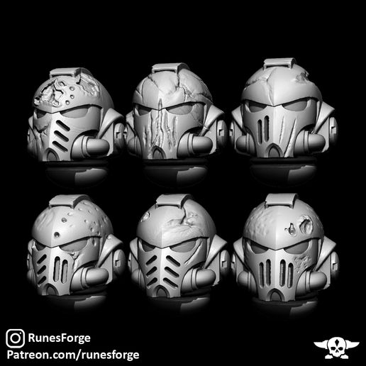 Battle Damaged Space Heads 3D model