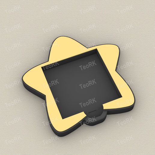 Post-It, Sticky Note Holder yellow star - 3MF pre-painted , STL