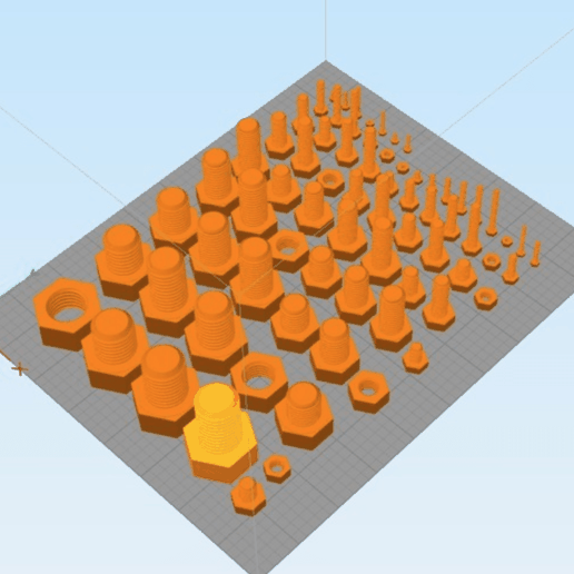 Most Common Metric Nut And Bolt - M2 through M20 3D model