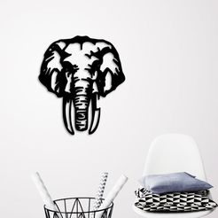 Demo.jpg STL file Elephant head wall art・3D printable model to download