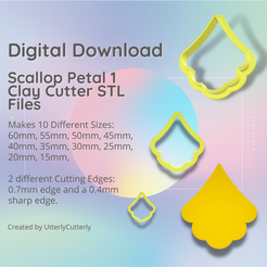 Pink-and-White-Geometric-Marketing-Presentation-Instagram-Post-Square.png 3D file Scallop Petal 1 Clay Cutter - Art Deco Fall STL Digital File Download- 10 sizes and 2 Cutter Versions・3D printing idea to download, UtterlyCutterly