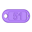 51.stl NUMBER KEYCHAIN SET 51- 75