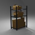 untitled1.jpg Metal Shelf and Shelves and Cardboard Boxes Gift Free low-poly 3D model