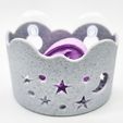 moonsandstarsample2.jpg STL file Shower Steamer Holder Basket Caddy - Moon and Stars Design・3D print design to download