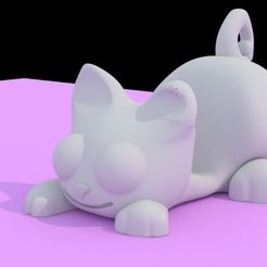 gato01.jpg Archivo STL lindo llavero y soporte celular gato・Plan para descargar y imprimir en 3D
