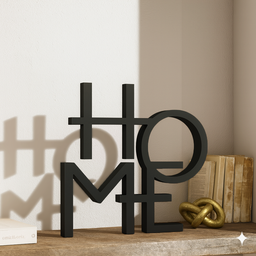 🗿 Home Word Sign, Home Word Decor, Typography Sculpture, Text