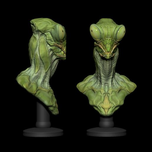 👽 Alien Mantis Bust – Insectoid Creature 3D Print STL・ STL File for 3D ...