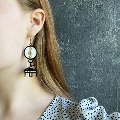 piano_earrings_pic3.jpg STL file Mini Grand Piano Music Treble Clef Clip-on or Dangle Earrings・3D printable model to download, AlectroDesign