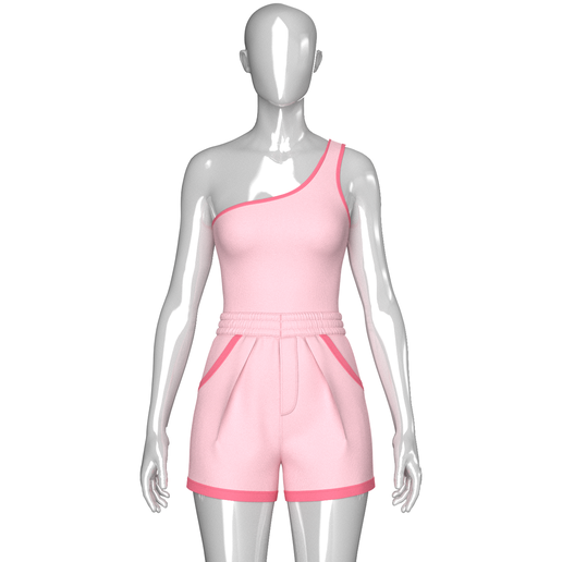 Girls One Shoulder Sleeveless Suit | Marvelous / Clo3d / obj / fbx