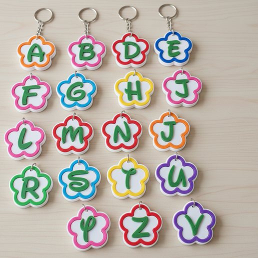 Cute Floral Alphabet Keychains -Two Color Initials