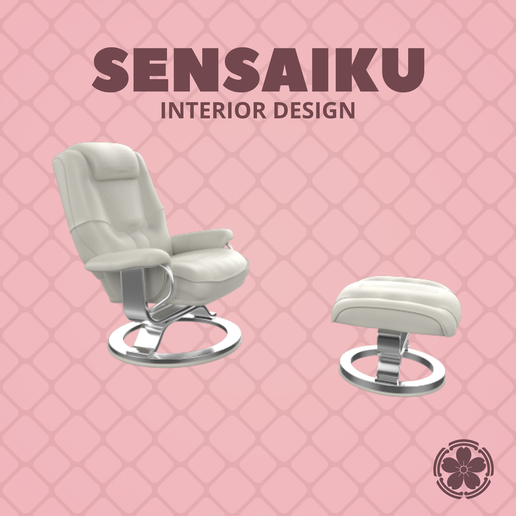 Miniature Replica 1:12 Claus Bonderup & Torsten Thorup 22. Impulse Recliner and Ottoman for Miniature Dollhouse - 3D Print Instant Download - Miniature Furniture Designer Series