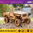 JP-W-3.jpg Carro de guerra 4x4 planos corte láser madera mdf aglomerado de 3mm truck  modelo 3d para armar Laser Cut 3D Puzzle DIY png svg dfx pd