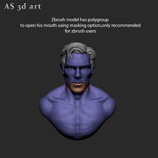 ee isa be Zbrush model has polygroup to open his mouth using masking option,only recommended for zbrush users Archivo 3D arte de la escultura facial de benedict cumberbatch・Modelo imprimible en 3D para descargar, AS_3d_art