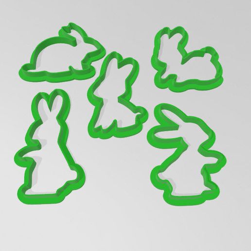 Cookie cutters bunnies 3D model