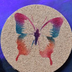 WZ pan Descargar archivo STL Stencil Butterfly - (Se adapta a los posavasos redondos) • Objeto imprimible en 3D, 112bluelake