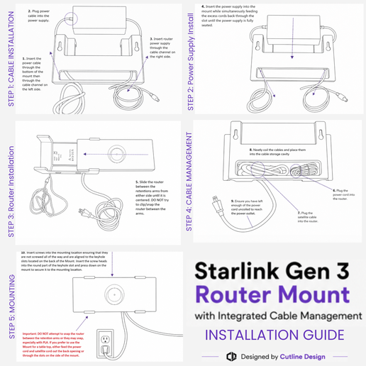 🔌 Starlink Gen 3 Router Mount with Integrated Cable Management・ 3D File ...