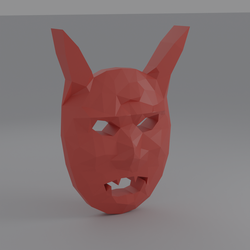 Máscara Oni low-poly de pared / Low-Poly Oni Wall Mask