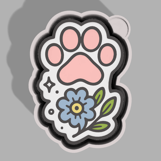 🐾🌼 Cat Paw Print Mold – Freshie, Keychain, Resin & Candle Mold - 3D model önizlemesi