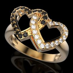 2-hearts-ring-1.jpg Fichier STL Anneau à 2 cœurs・Objet imprimable en 3D à télécharger