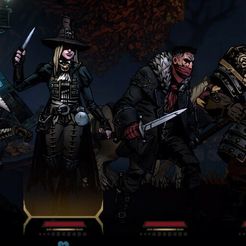 team.jpg 3D file Darkest Dungeon Team Paracelsus/Audrey/Dismas/Barristan・3D printable model to download