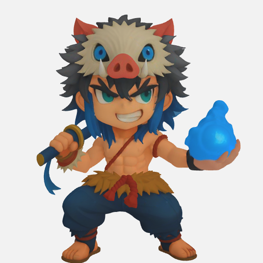 Figure Inosuke Hashibira chibi style Demon Slayer: Kimetsu no Yaiba.