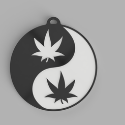 ying_yang_maria01.png STL file keychain ying yang marijuana・3D print design to download, 3dMestres
