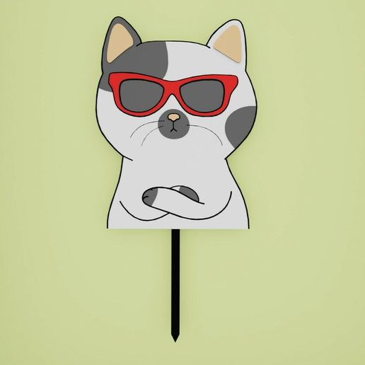 Cool cat cake topper - 3D model önizlemesi