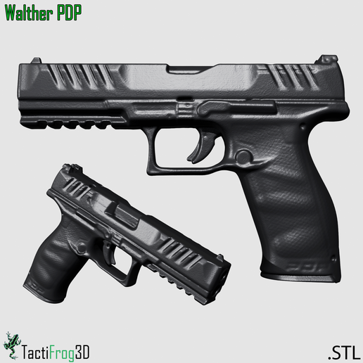 Walther PDP Full Size – Non-Functional 1:1 Replica 3D Model Prop Pistol | PDP STL