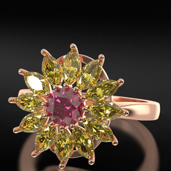 CG-render.2291.png Fichier STL Bague avec diamant et marquise 670・Design à télécharger et à imprimer en 3D