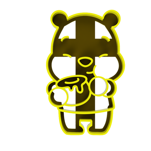 winnie pooh cookie cutter, tender bear, honey, fondant, sponge cake 3D model