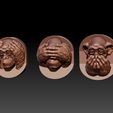 three wise monkeys.jpg The Three Wise Monkeys 3D print model