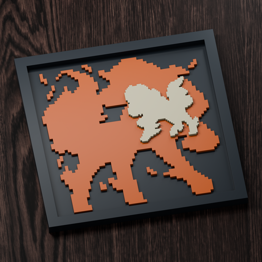 Rapidash Line - Pokemon Silhouette Frame | Gen 1 sprite style | STL