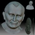 s2.jpg Pope John Paul II portrait low relief for CNC router or 3D printer