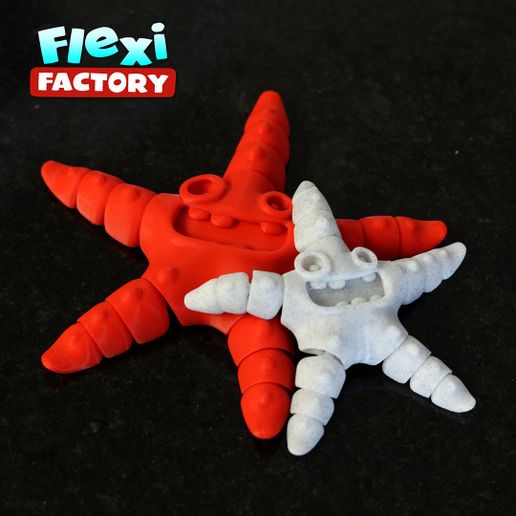 Flexi Starfish 12.jpg STL-Datei Niedlicher Flexi Print-in-Place Seestern herunterladen • Modell für 3D-Drucker, FlexiFactory