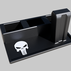 Punisher-Plus-3.png Fichier STL Pistolet à thème Punisher et porte-revues organisateur de coffre-fort・Plan imprimable en 3D à télécharger, EMAP