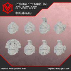 Auxiliary-Legion-Bits-Render1.jpg 3D file Auxiliary Legion Helmet Bits Set・Model to download and 3D print